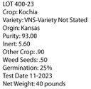 KOCHIA  (Bassia Scoparia) Seed - Game Bird Honey
